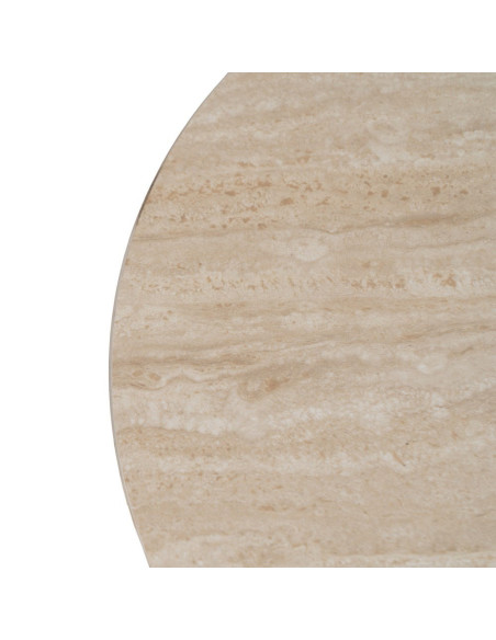 Table basse ronde pierre frittée beige effet travertin 70x70x38,5 cm Zazea Ixia - 2