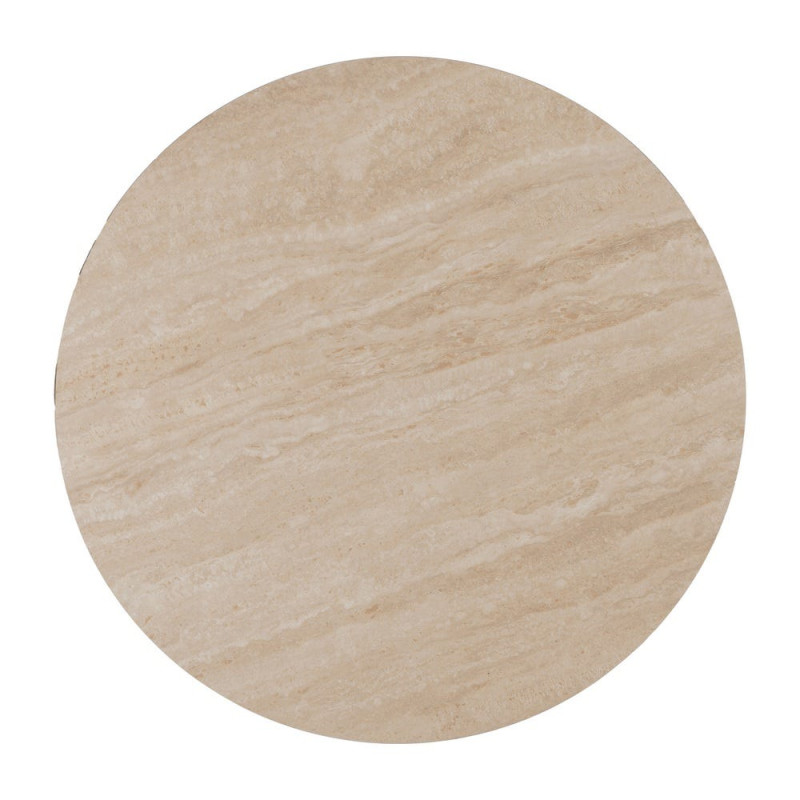 Table basse ronde pierre frittée beige effet travertin 70x70x38,5 cm Zazea Ixia - 6