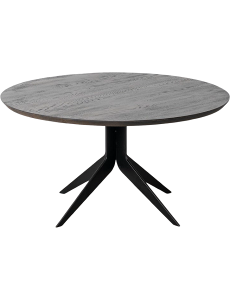 Table basse ronde industrielle chêne et métal noir 80x80x41 cm Zazor Ixia - 1