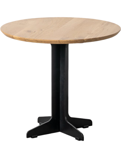 Table d’appoint ronde chêne métal noir 60x60x55 cm Vatoa Ixia - 1