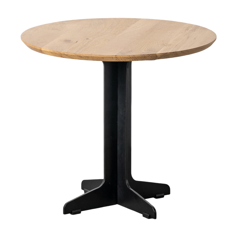 Table d’appoint ronde chêne métal noir 60x60x55 cm Vatoa Ixia - 1