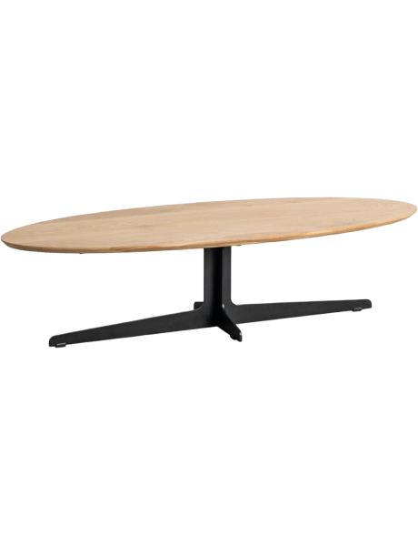 Table basse ovale chêne métal noir 150x60x38 cm Vatoa Ixia - 1