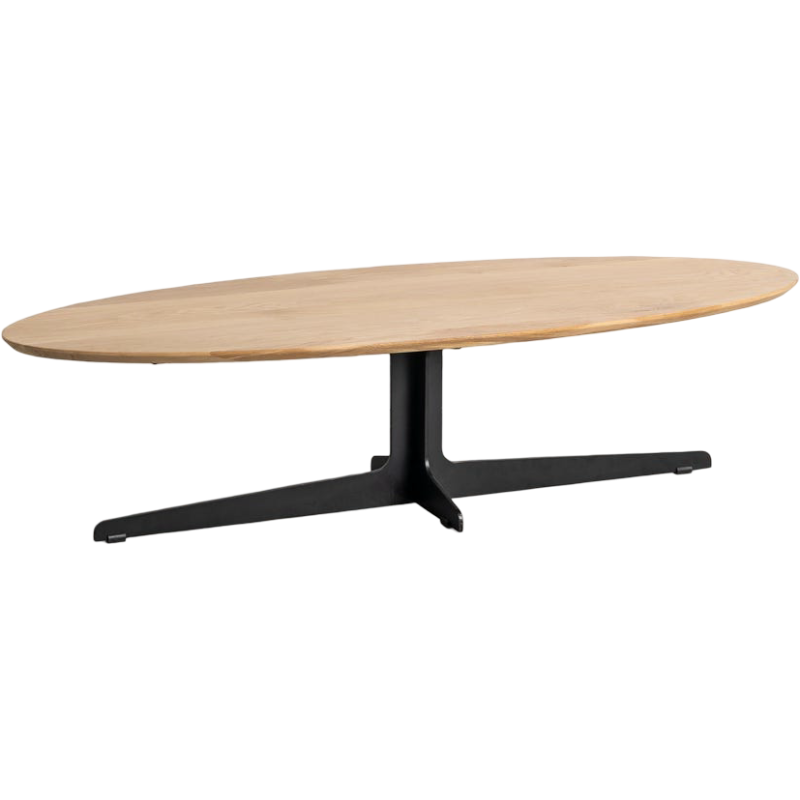 Table basse ovale chêne métal noir 150x60x38 cm Vatoa Ixia - 1