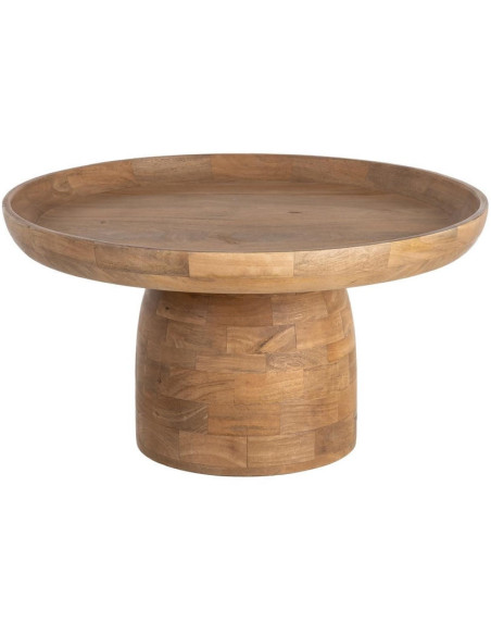 Table basse ronde manguier naturel 75x75x40 cm Zenao Ixia - 1