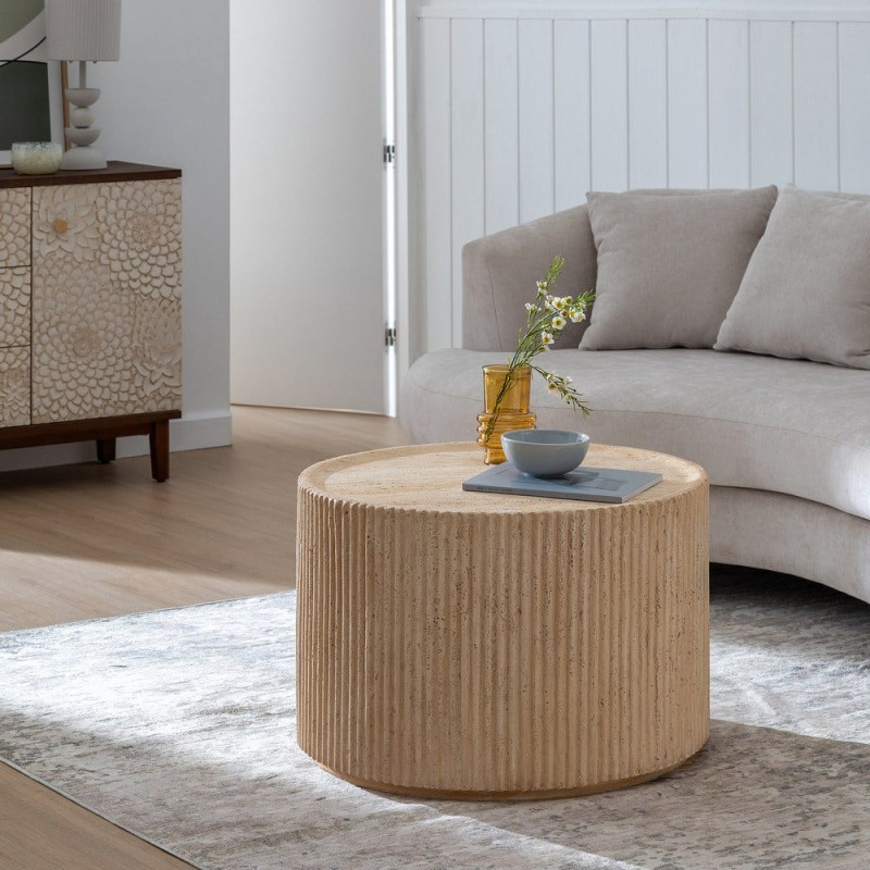 Table basse ronde beige magnésium 67x67x46 cm Gasaa Ixia - 2
