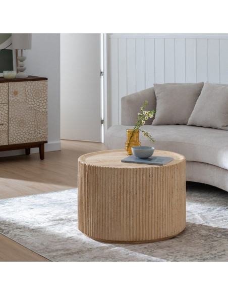 Table basse ronde beige magnésium 67x67x46 cm Gasaa Ixia - 2
