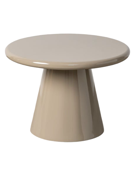 Table basse ronde taupe en MDF brillant 60x60x40 cm Dizie Ixia - 1