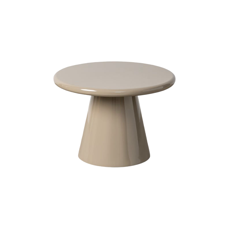 Table basse ronde taupe en MDF brillant 60x60x40 cm Dizie Ixia - 1