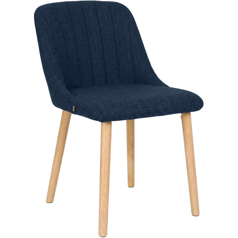 Chaise scandinave bleu nuit en tissu pieds bois 49x56x82 cm Gozie  - 1