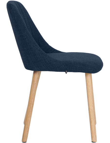 Chaise scandinave bleu nuit en tissu pieds bois 49x56x82 cm Gozie  - 3