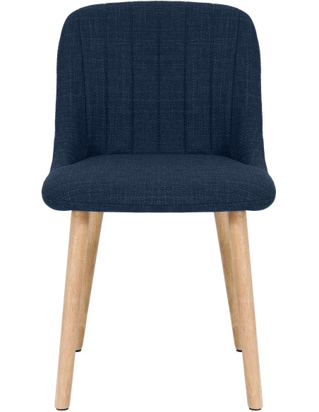 Chaise scandinave bleu nuit en tissu pieds bois 49x56x82 cm Gozie  - 2