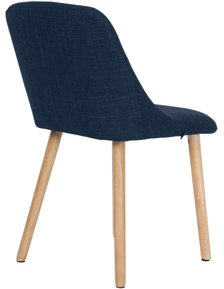 Chaise scandinave bleu nuit en tissu pieds bois 49x56x82 cm Gozie  - 4