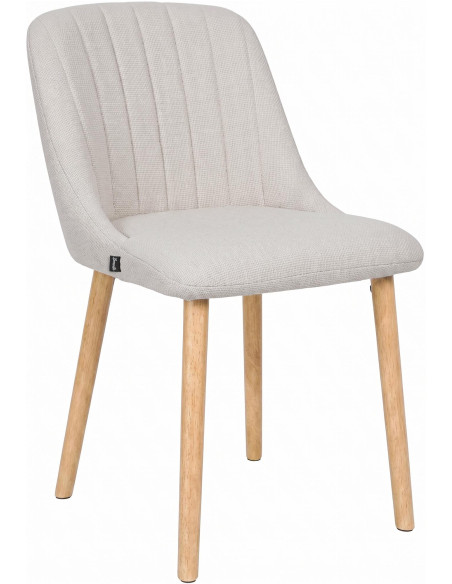 Chaise de salle à manger beige tissu et bois 49x56x82 cm Gozie  - 1