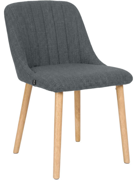 Chaise de salle à manger gris clair tissu et bois 49x56x82 cm Gozie  - 1