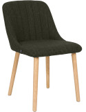 Chaise de salle à manger vert olive tissu et bois 49x56x82 cm Gozie