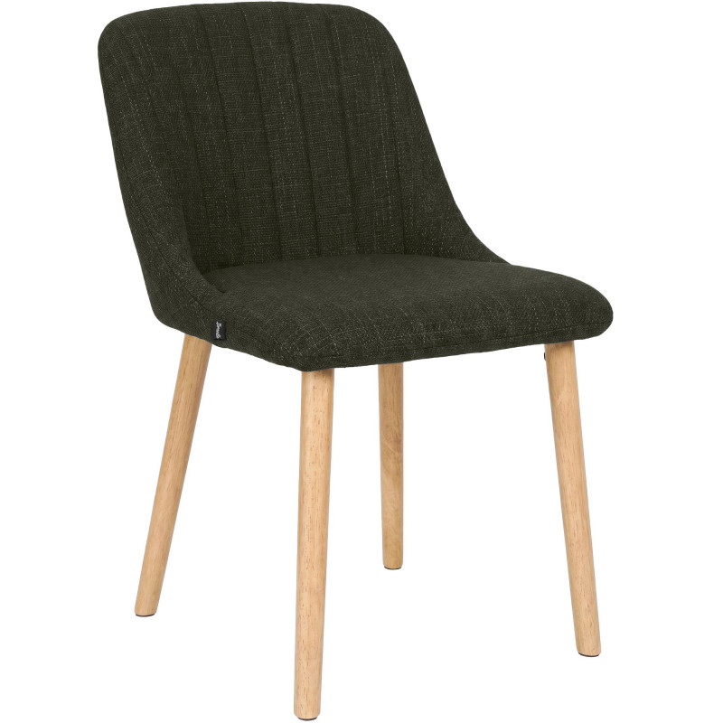 Chaise de salle à manger vert olive tissu et bois 49x56x82 cm Gozie  - 1