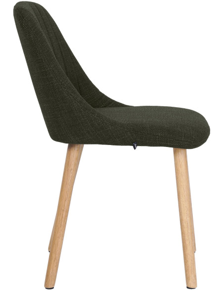 Chaise de salle à manger vert olive tissu et bois 49x56x82 cm Gozie  - 3