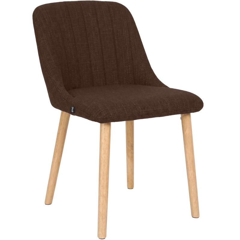 Chaise salle à manger marron chocolat tissu bois 49x56x82 cm Gozie  - 1