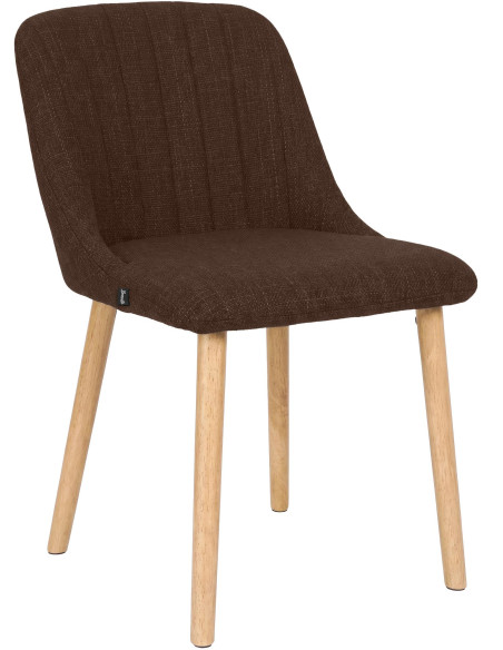 Chaise salle à manger marron chocolat tissu bois 49x56x82 cm Gozie  - 1