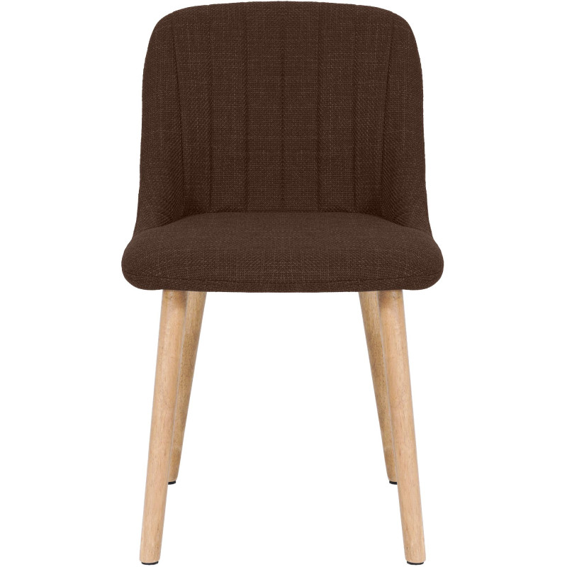 Chaise salle à manger marron chocolat tissu bois 49x56x82 cm Gozie  - 2