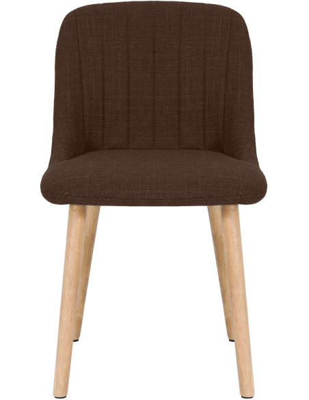 Chaise salle à manger marron chocolat tissu bois 49x56x82 cm Gozie  - 2