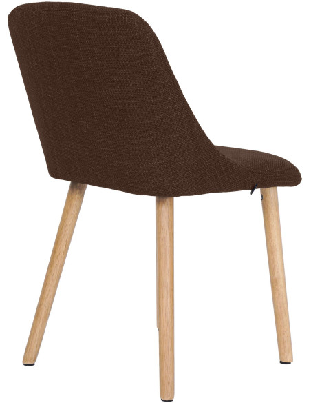 Chaise salle à manger marron chocolat tissu bois 49x56x82 cm Gozie  - 4