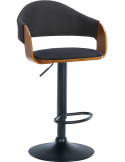 Tabouret de bar réglable tissu noir et noyer 50x49x89-110 cm Zoden