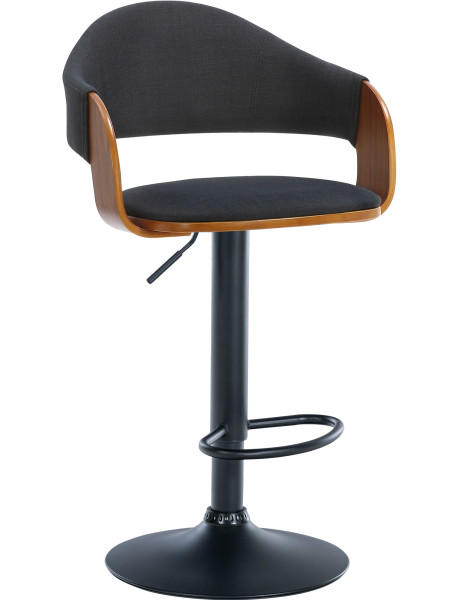 Tabouret de bar réglable tissu noir et noyer 50x49x89-110 cm Zoden  - 1