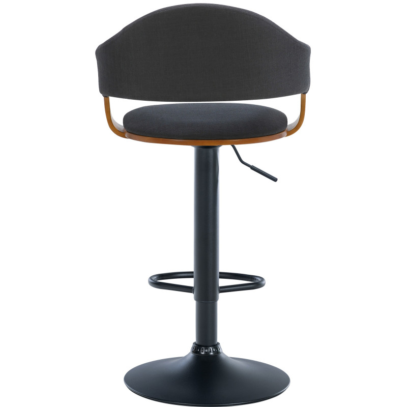 Tabouret de bar réglable tissu noir et noyer 50x49x89-110 cm Zoden  - 3