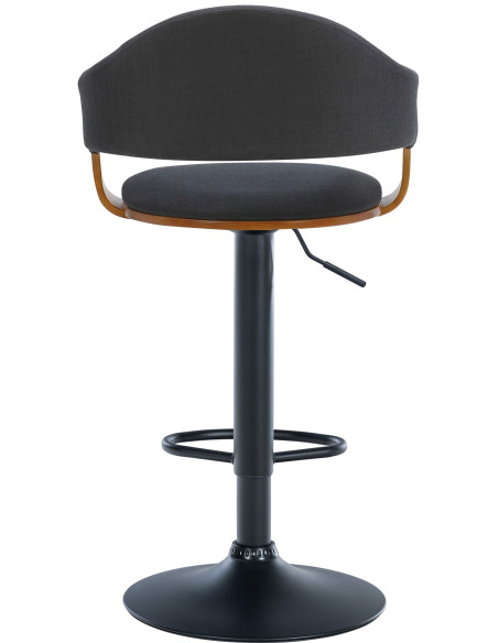 Tabouret de bar réglable tissu noir et noyer 50x49x89-110 cm Zoden  - 3