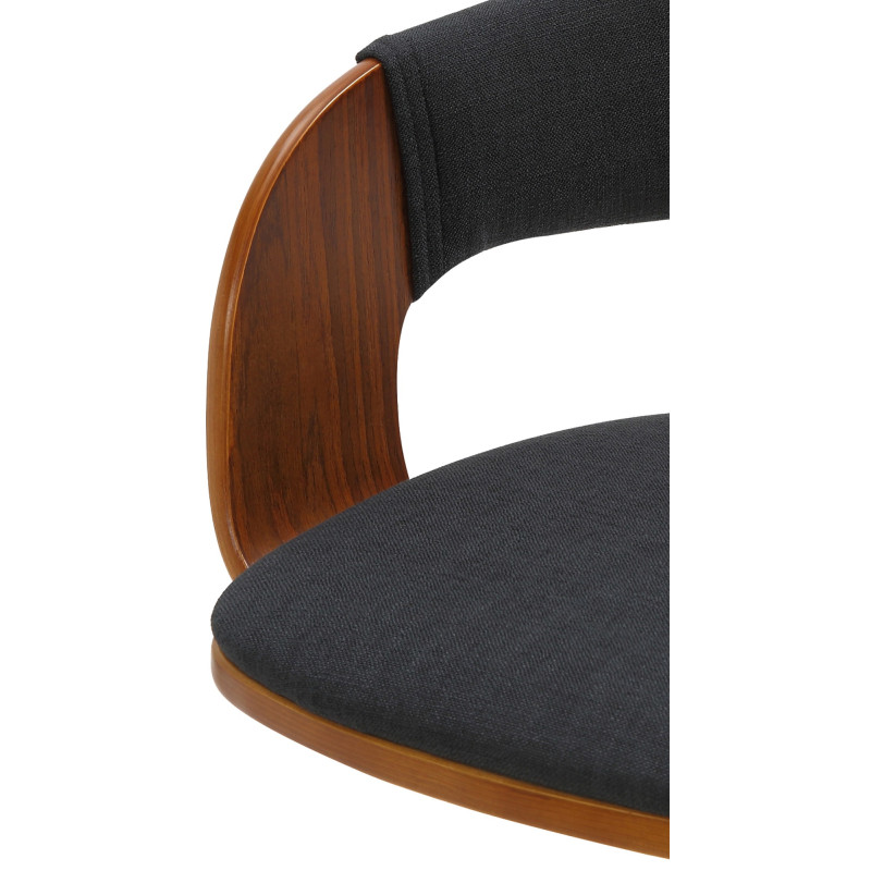 Tabouret de bar réglable tissu noir et noyer 50x49x89-110 cm Zoden  - 4