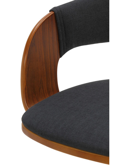 Tabouret de bar réglable tissu noir et noyer 50x49x89-110 cm Zoden  - 4
