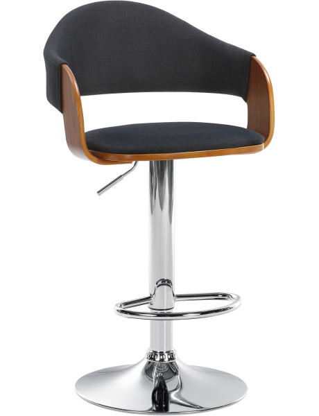 Tabouret de bar réglable rétro chic noir, noyer et chrome 50x49x89-110 cm Zoden  - 1