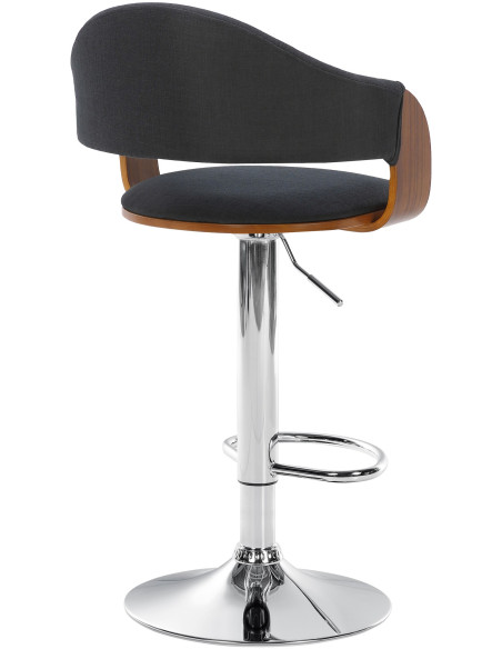Tabouret de bar réglable rétro chic noir, noyer et chrome 50x49x89-110 cm Zoden  - 2
