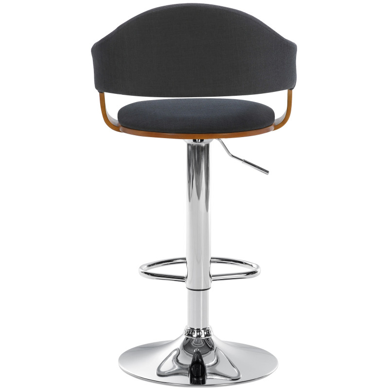 Tabouret de bar réglable rétro chic noir, noyer et chrome 50x49x89-110 cm Zoden  - 3
