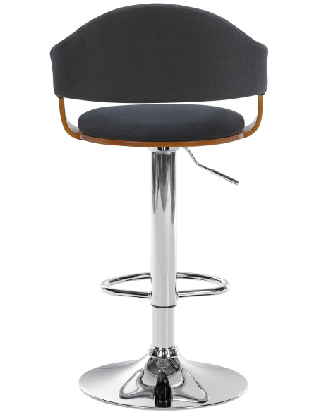 Tabouret de bar réglable rétro chic noir, noyer et chrome 50x49x89-110 cm Zoden  - 3