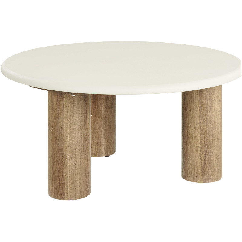 Table basse ronde effet ciment sable Ø80x40 cm Fondi House Nordic - 1