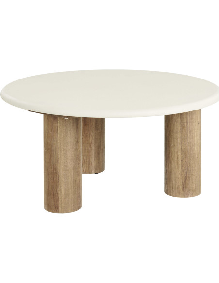 Table basse ronde effet ciment sable Ø80x40 cm Fondi House Nordic - 1