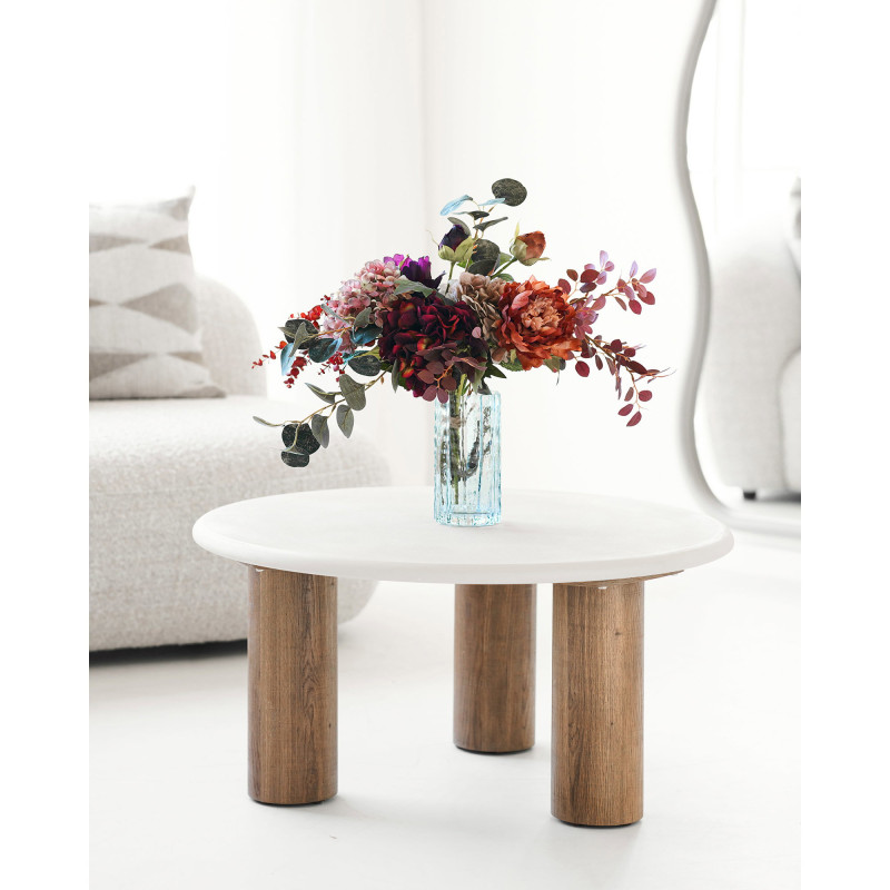 Table basse ronde effet ciment sable Ø80x40 cm Fondi House Nordic - 2