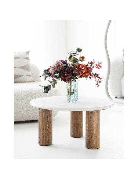Table basse ronde effet ciment sable Ø80x40 cm Fondi House Nordic - 2