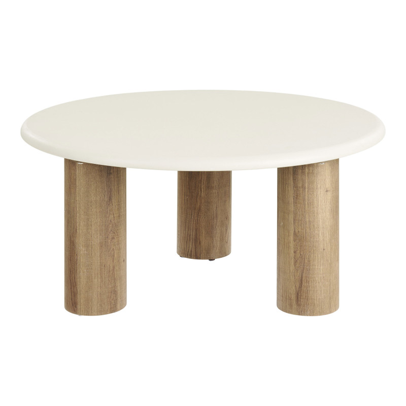 Table basse ronde effet ciment sable Ø80x40 cm Fondi House Nordic - 4