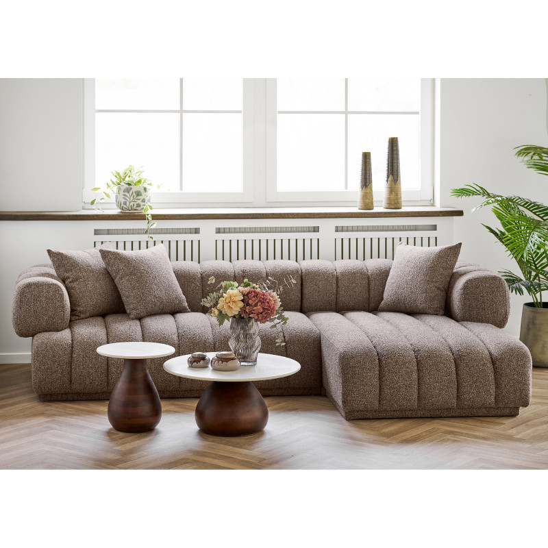Table basse ronde marbre blanc manguier Ø70x35 cm Heide House Nordic - 2