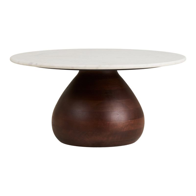 Table basse ronde marbre blanc manguier Ø70x35 cm Heide House Nordic - 3