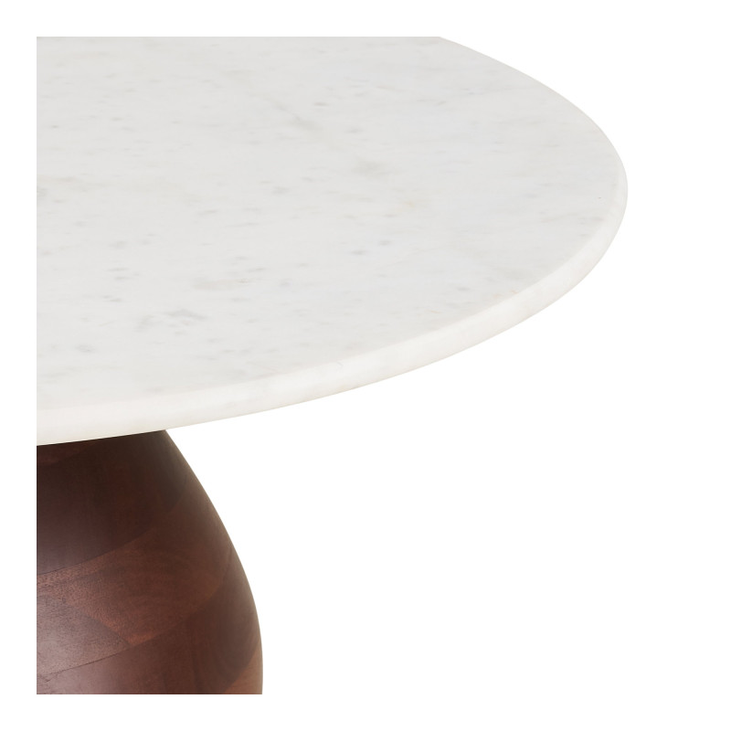Table basse ronde marbre blanc manguier Ø70x35 cm Heide House Nordic - 4