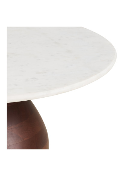 Table basse ronde marbre blanc manguier Ø70x35 cm Heide House Nordic - 4