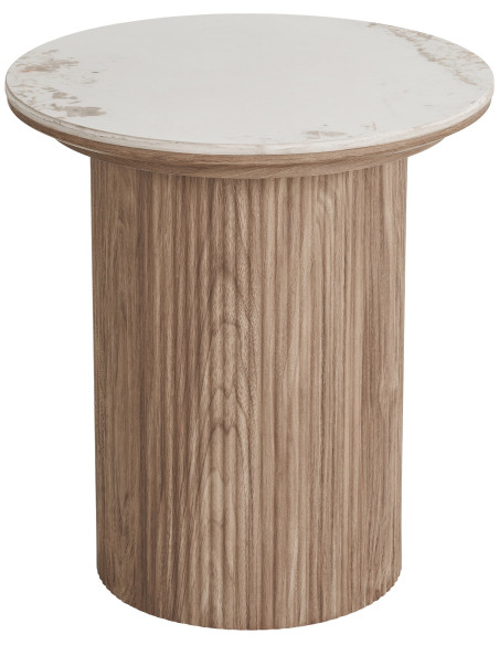 Table d’appoint ronde céramique effet marbre blanc Ø45x50 cm Athens House Nordic - 1