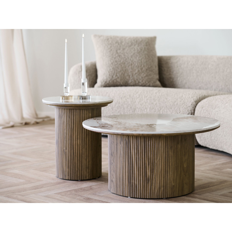 Table d’appoint ronde céramique effet marbre blanc Ø45x50 cm Athens House Nordic - 6