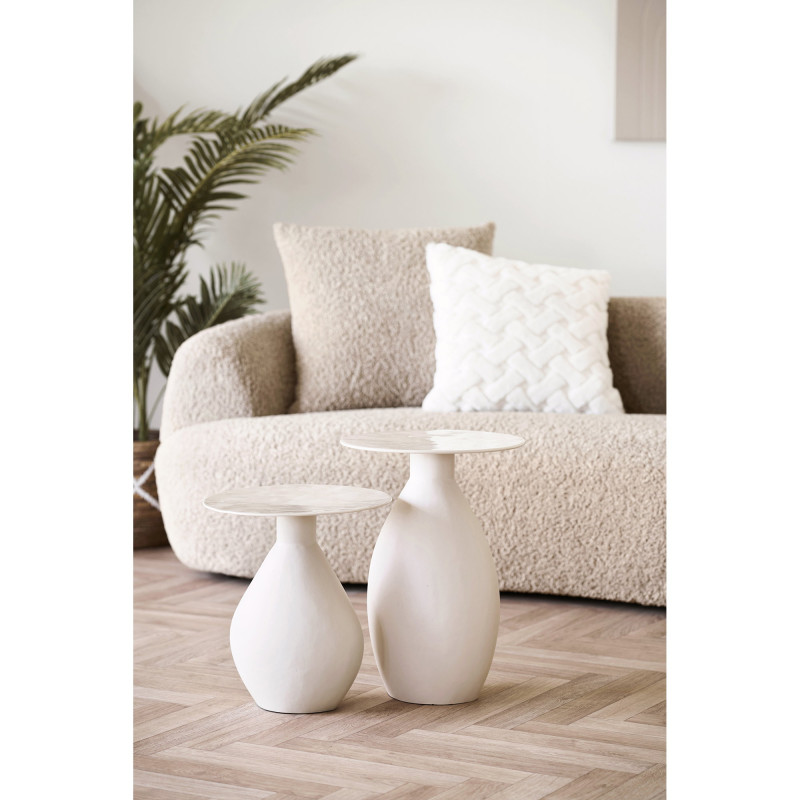 Table d’appoint métal émaillé ivoire Ø36x50 cm Calais House Nordic - 2