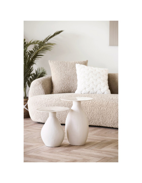 Table d’appoint métal émaillé ivoire Ø36x50 cm Calais House Nordic - 2