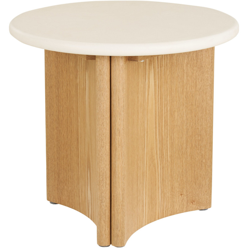 Table d’appoint ronde ciment blanc frêne Ø50x45 cm Motril House Nordic - 1